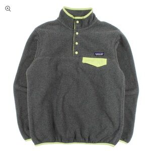 Patagonia Gray Fleece Pullover with Lime Accents